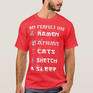 Anime japanese ramen sketching cat Anime Lover Gir T-Shirt
