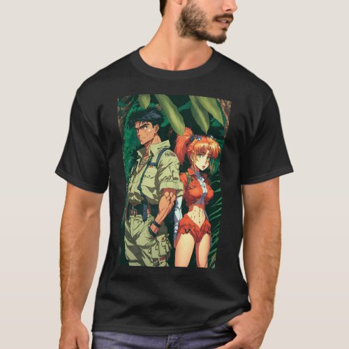 Anime Jungle Couple Retro Wild Life T_Shirt