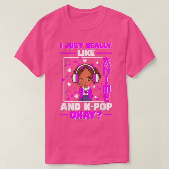 Anime K Pop African American Black Girl Kpop Music T-Shirt (Design Front)