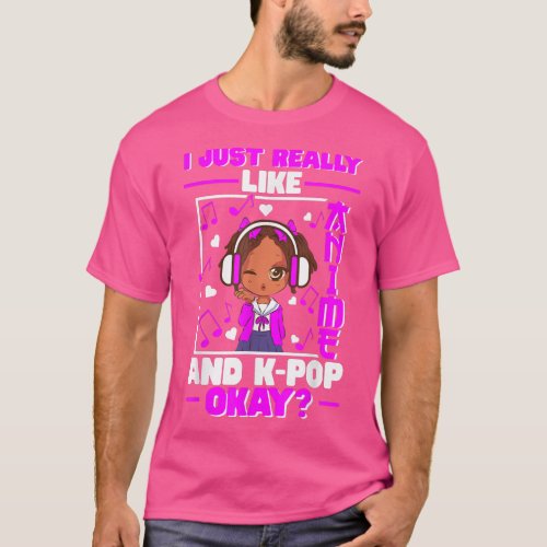 Anime K Pop African American Black Girl Kpop Music T_Shirt
