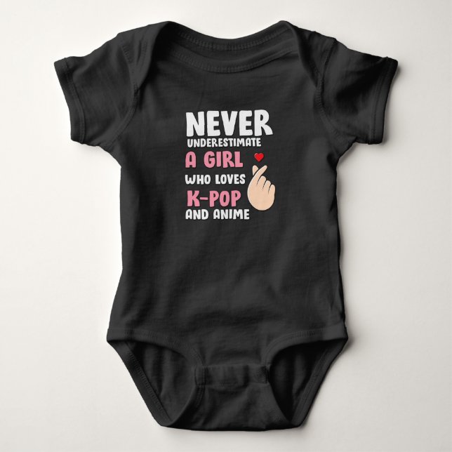 Anime & K-pop Quotes : Never Underestimate a Girl Baby Bodysuit (Front)