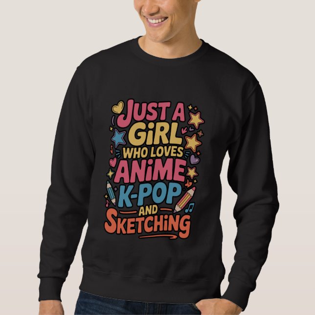 Anime K-Pop Sketching Cute Girl Art Sweatshirt (Front)