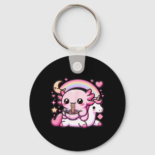 Anime Kawaii Axolotl Eating Ramen Noodles Kids Tee Keychain
