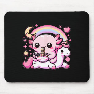 Anime Kawaii Axolotl Eating Ramen Noodles Kids Tee Mouse Pad