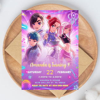 Anime Kawaii Birthday Invitation Cute Japanese