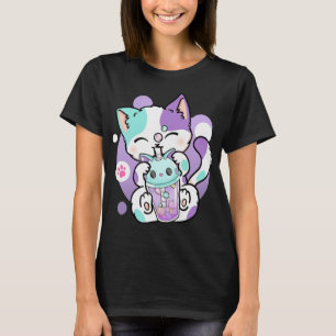 Anime Kawaii Cat Boba Bubble Tea Neko Boba Tea Cat T-Shirt