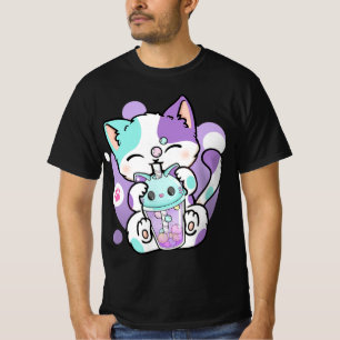 Anime Kawaii Cat Boba Bubble Tea Neko Boba Tea Cat T-Shirt