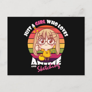 Anime Kawaii Girl | for Anime & Sketching Lover Postcard