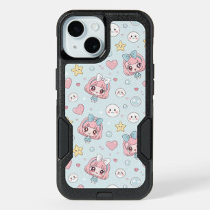 Anime Kawaii in Pastel Colors with Hearts and Star iPhone 15 Case