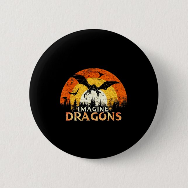 Anime Kawaii Mythical Fantasy Dragons Imagine Vint Button (Front)