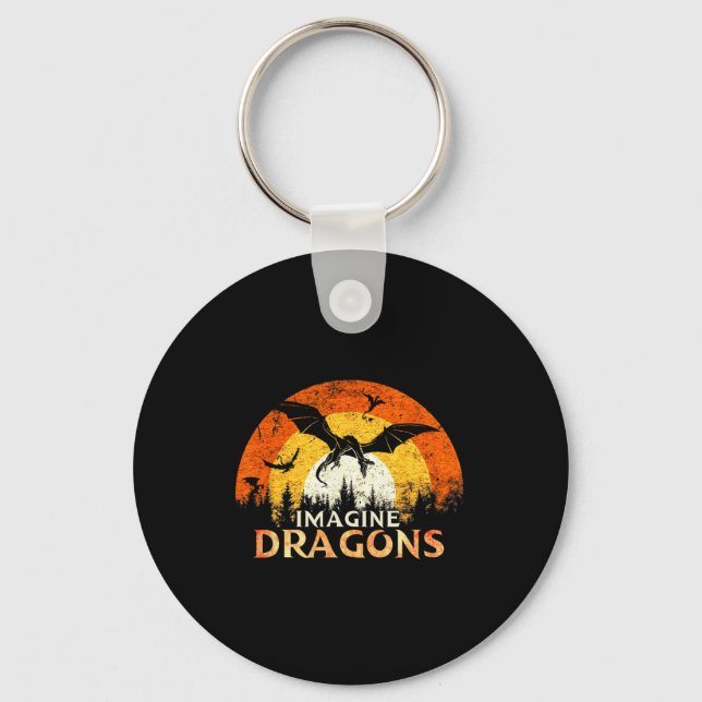 Anime Kawaii Mythical Fantasy Dragons Imagine Vint Keychain (Front)