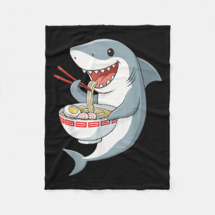 Anime Kawaii Shark Eating Ramen Noodle Gifts Men W Fleece Blanket