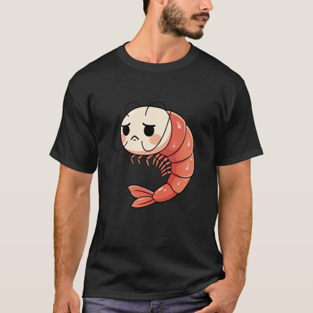 Anime Kawaii Shrimp Chibi, Cute Grumpy Shrimp Mang T-Shirt (Front)
