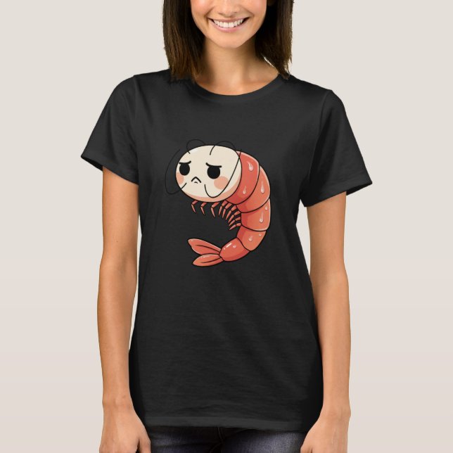 Anime Kawaii Shrimp Chibi, Cute Grumpy Shrimp Mang T-Shirt (Front)