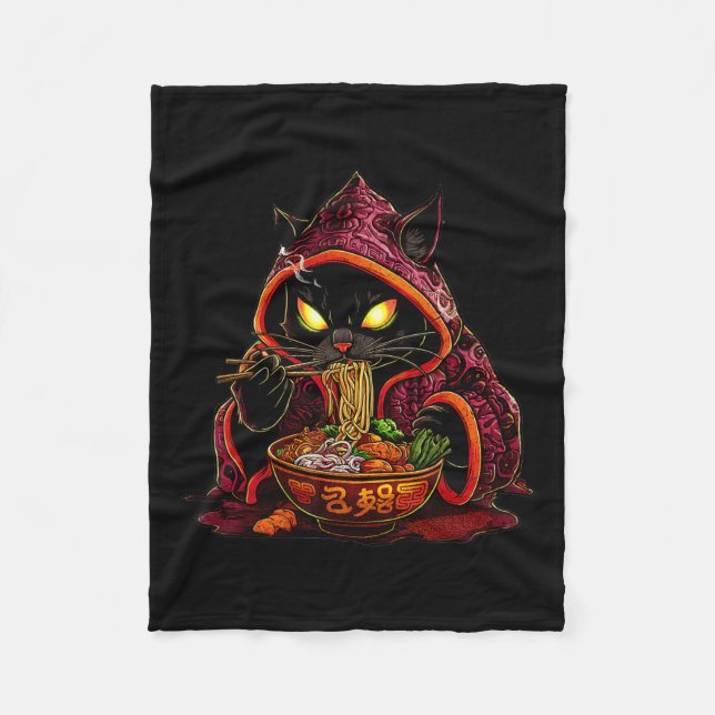 Anime Kids Cat Ramen Japanese Kids Kawaii Cat Rame Fleece Blanket (Front)