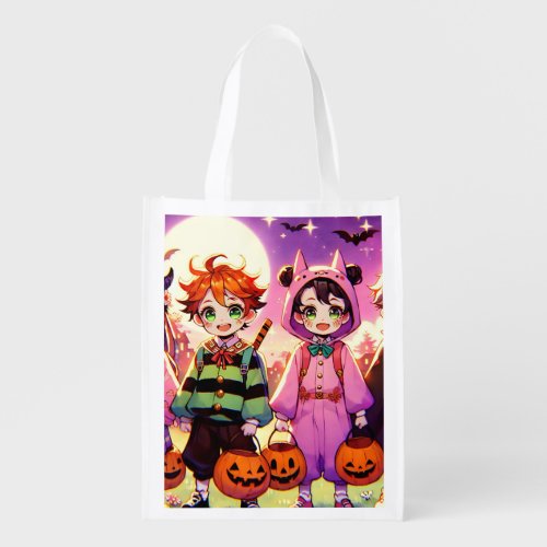 Anime Kids Halloween Grocery Bag