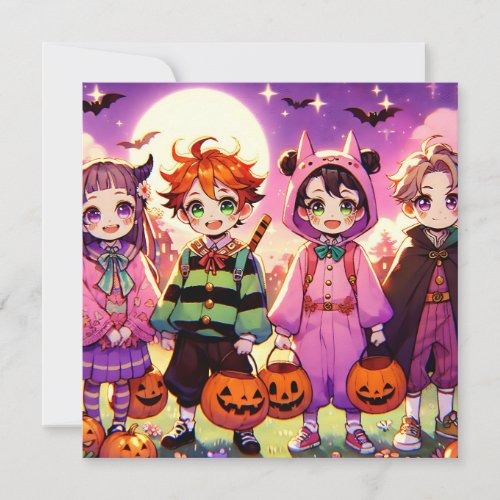 Anime Kids Halloween Invitation