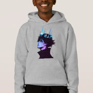 Anime King Gothic Male Portrait with Blue Crown Hoodie