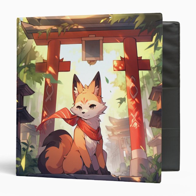 Anime Kitsune Cute Fox Fantasy Art 3 Ring Binder (Front/Inside)
