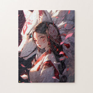 Anime Kitsune Girl Cute Fox Fantasy Art Jigsaw Puzzle