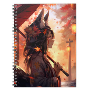 Anime Kitsune Girl Cute Fox Fantasy Art Notebook
