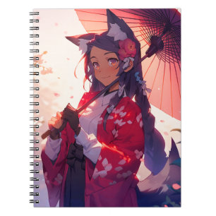 Anime Kitsune Girl Cute Fox Fantasy Art Notebook