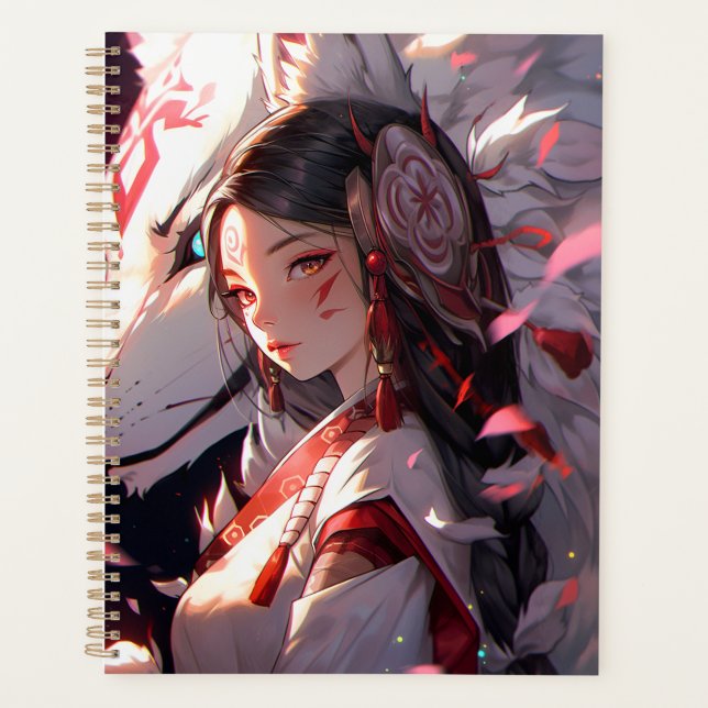 Anime Kitsune Girl Cute Fox Fantasy Art Planner (Front)