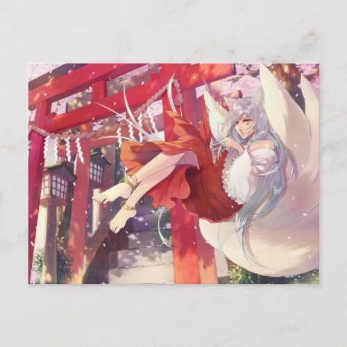 Anime Kitsune Girl Postcard