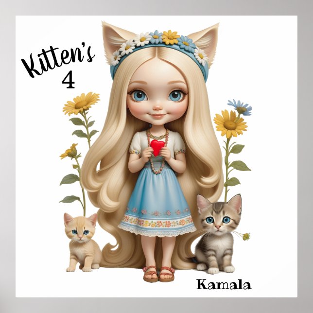 Anime Kittens Cats 4 Kamala sweet kids Custom Poster (Front)