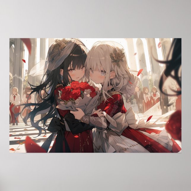 Anime lesbian cathedral wedding poster (Front)