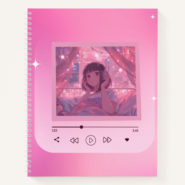 Anime Lo-fi Girl Music Player Notebook (Front)