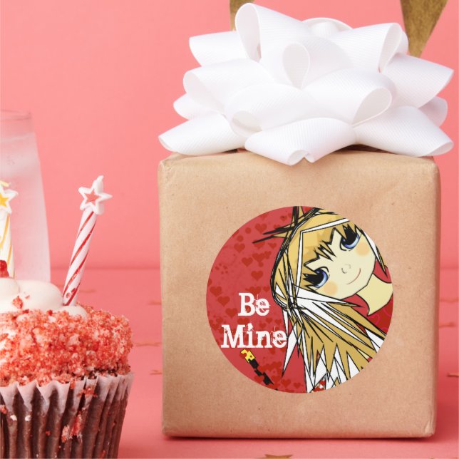 Anime Love- Be Mine Classic Round Sticker (Party)