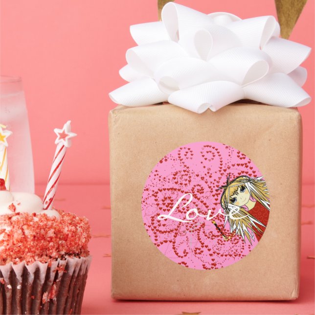 Anime Love- Classic Round Sticker (Party)