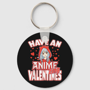 Anime Lover Valentines Day Kids Teens Adults Keychain