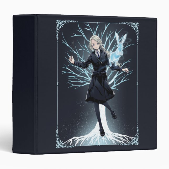 Anime Luna Lovegood's Rabbit Patronus 3 Ring Binder (Front/Spine)