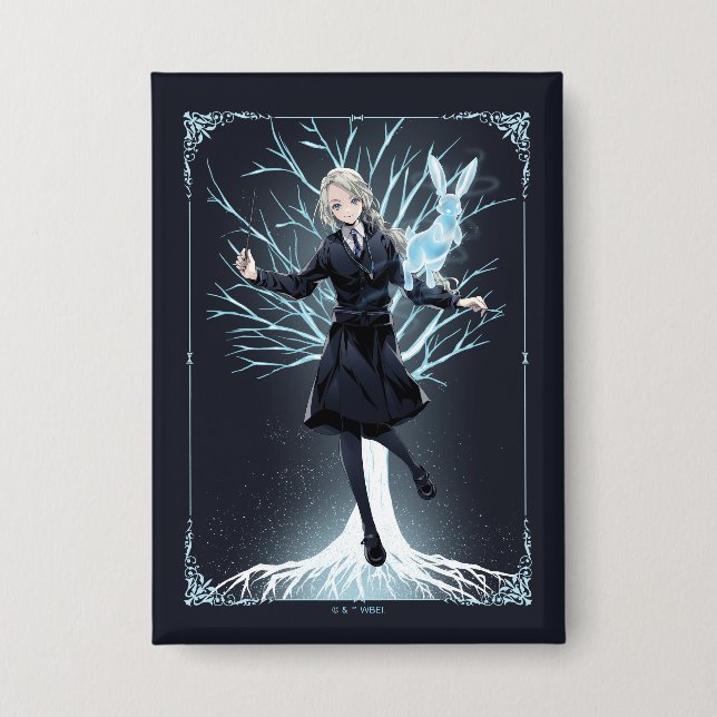 Anime Luna Lovegood's Rabbit Patronus Button (Front)