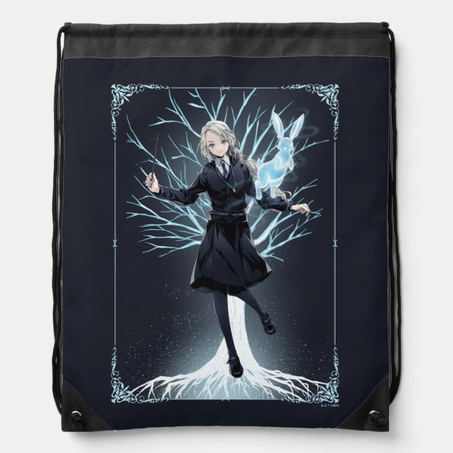 Anime Luna Lovegood's Rabbit Patronus Drawstring Bag (Front)