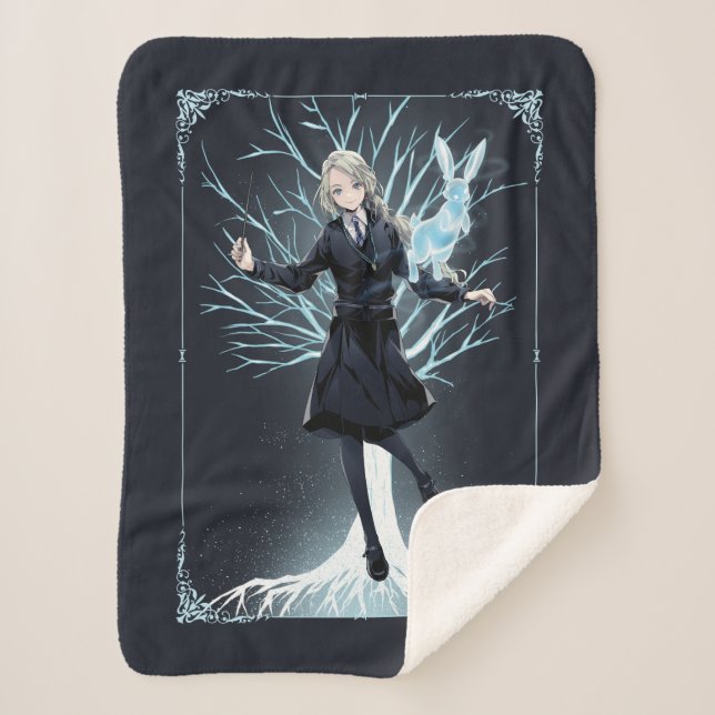Anime Luna Lovegood's Rabbit Patronus Sherpa Blanket (Front)