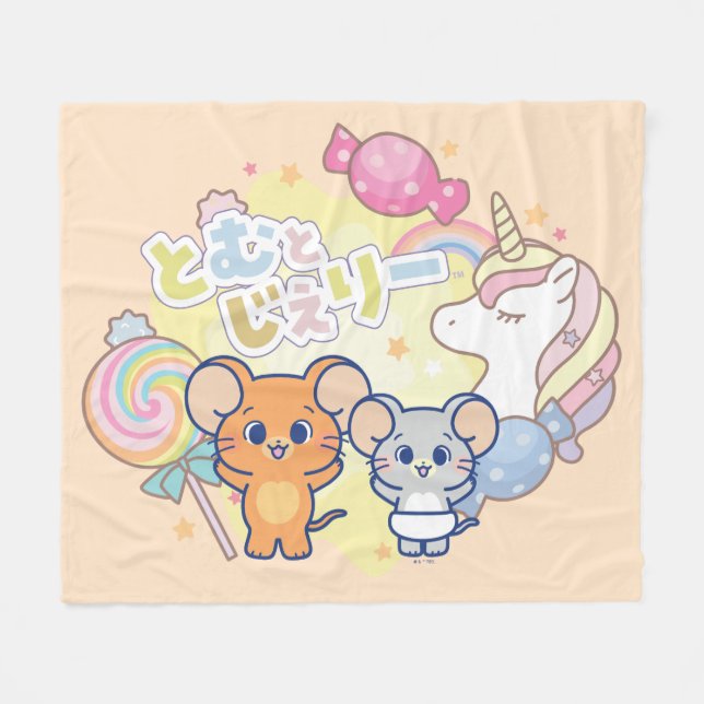 Anime Magical Candyland with Jerry and Tuffy Fleece Blanket (Front (Horizontal))