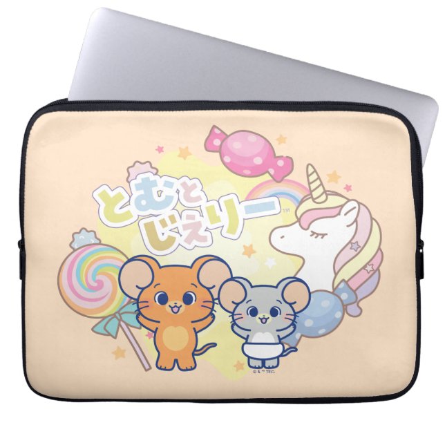 Anime Magical Candyland with Jerry and Tuffy Laptop Sleeve (Front)