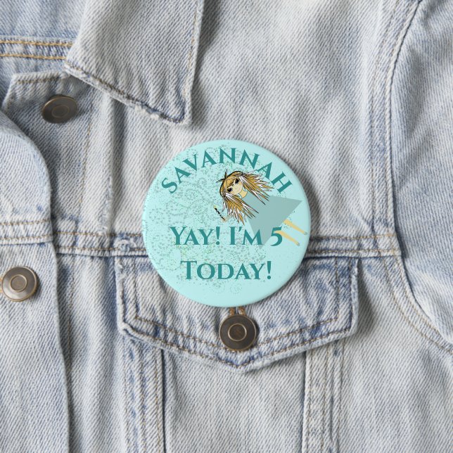 Anime Magical Days Birthday Party Pinback Button (In Situ)