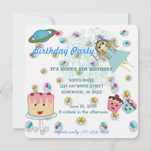 Anime Magical Days Invitation  Birthday Party (Front)