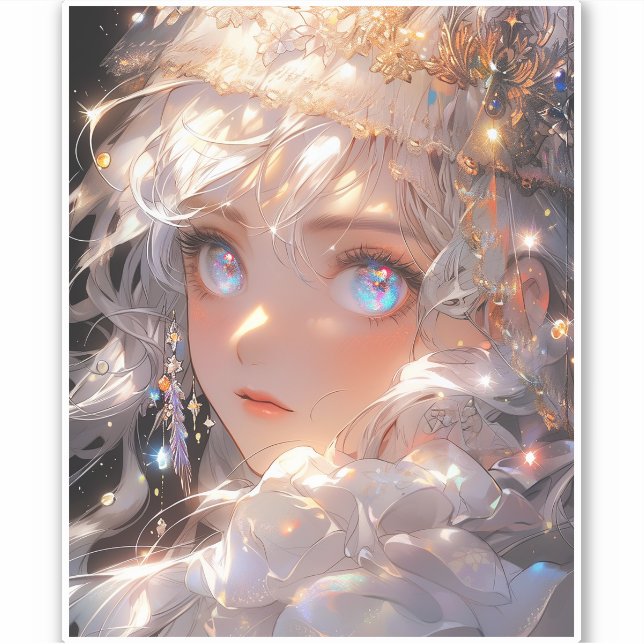 Anime Magical Girl Fantasy Art Sticker (Front)