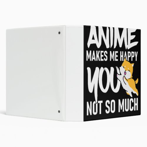 Anime Makes Me Happy Cute Shiba Inu Anime Cosplay 3 Ring Binder