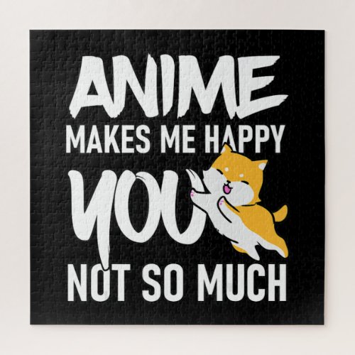 Anime Makes Me Happy Cute Shiba Inu Anime Cosplay Jigsaw Puzzle