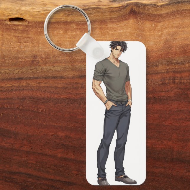 Anime Man Handsome Zaddy Keychain (Front)
