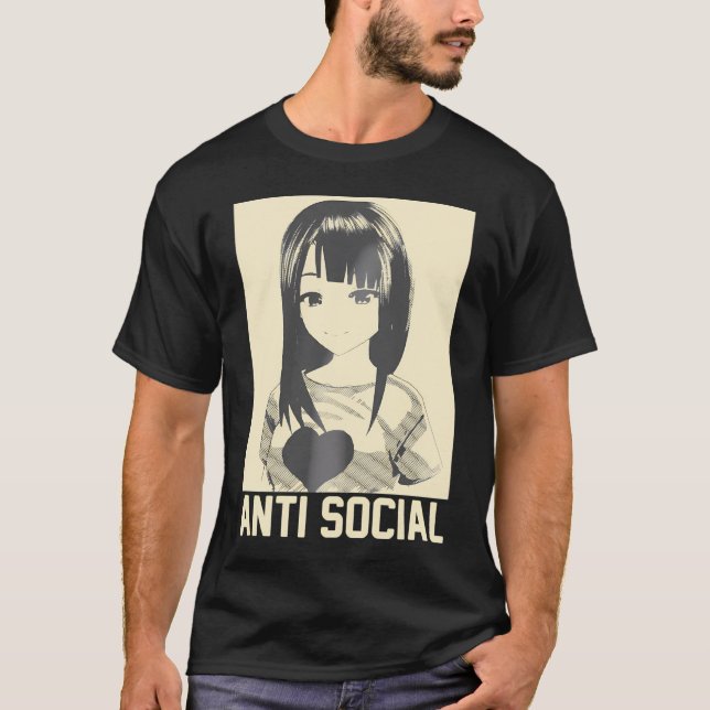 Anime Manga Aesthetic Japanese Goth Antisocial Emo T-Shirt (Front)