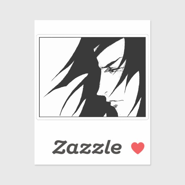 Anime Manga Character Black And White Sticker (Sheet)