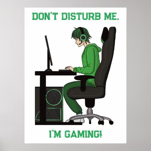 Anime Manga Computer PC Gamer Boy  Poster