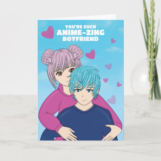Anime Manga Couple Boyfriend Valentine's Day Card (Front)